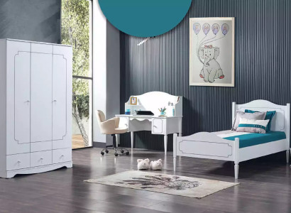Complete room Bedroom Furniture Desk Bed Wardrobe 3pcs.